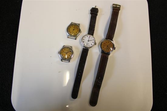 4 wrist watches, including military watches